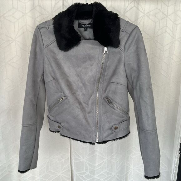 NWOT CoffeeShop Faux Suede/Fur Moto Style Jacket - Picture 11 of 11